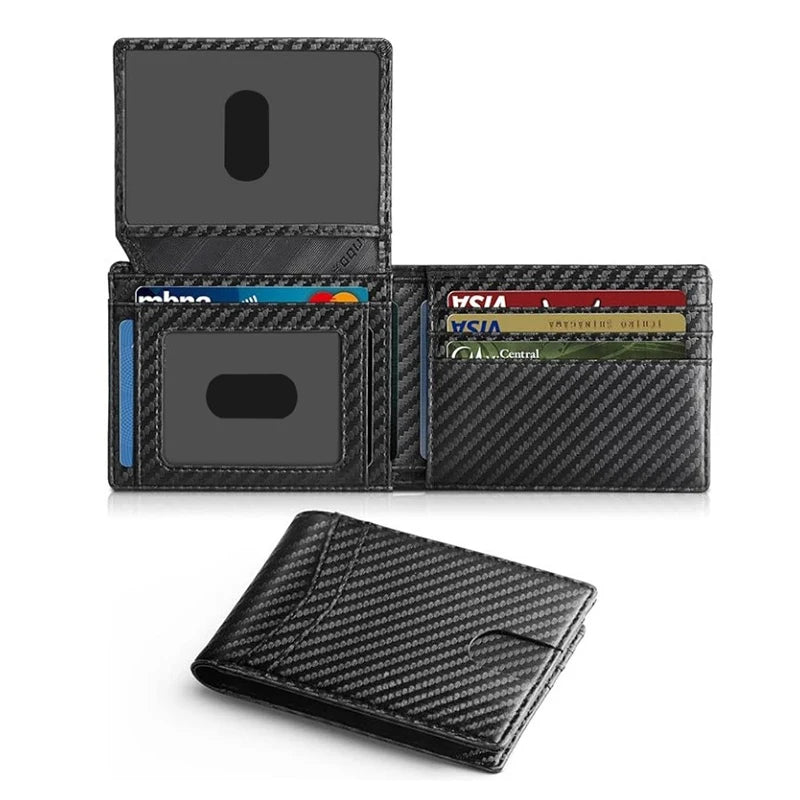 Cartera Piel RFID Ultrafina Hombre | Fibra Carbono | Múltiples Tarjetas - Corporación Turística