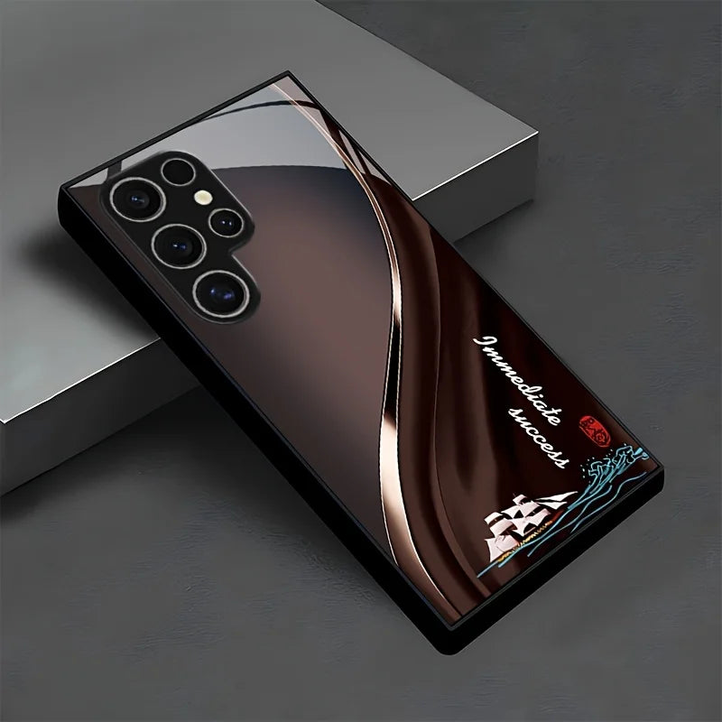 Clear glass phone case with creative candle design, compatible with smartphones, featuring artistic and protective features.