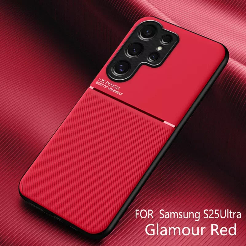 Magnetic lightweight leather phone case for Samsung Galaxy S6, slim design with black leather finish.