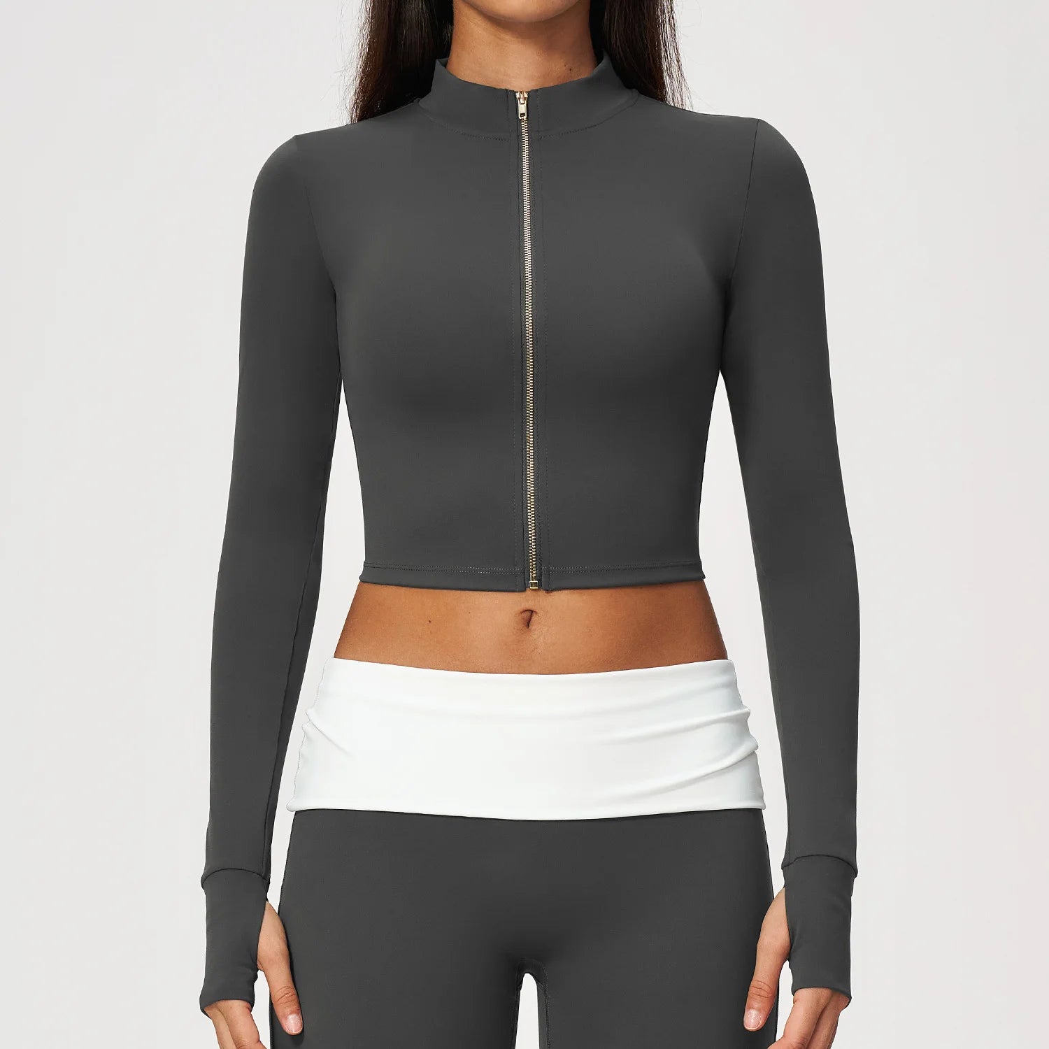 Camiseta Deportiva de Manga Larga para Mujer, con Cierre ...