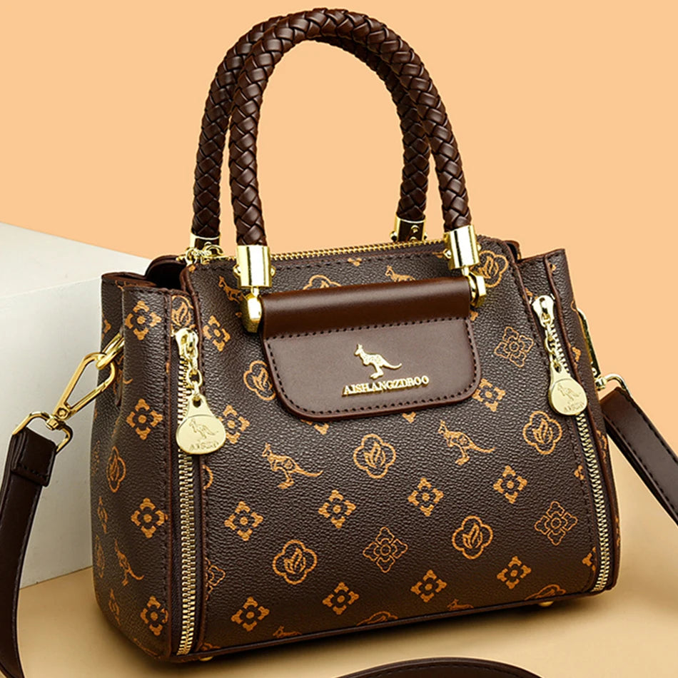 Soft leather crossbody bag for women by Corporación Turística, stylish and compact with adjustable strap and interior compartments.