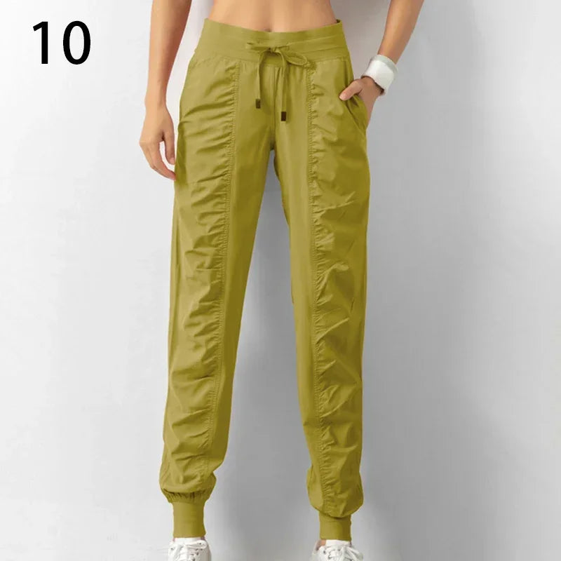 Pantalones de chándal de tela con cordón para correr, pan...
