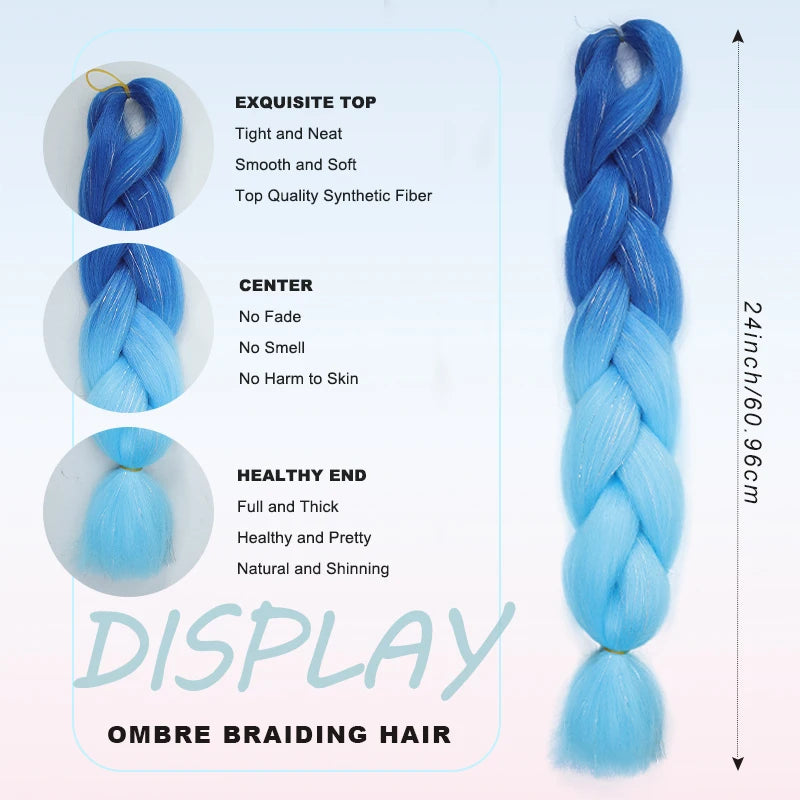 Extensiones de Cabello Sintético con Brillo Arcoíris, Cab...