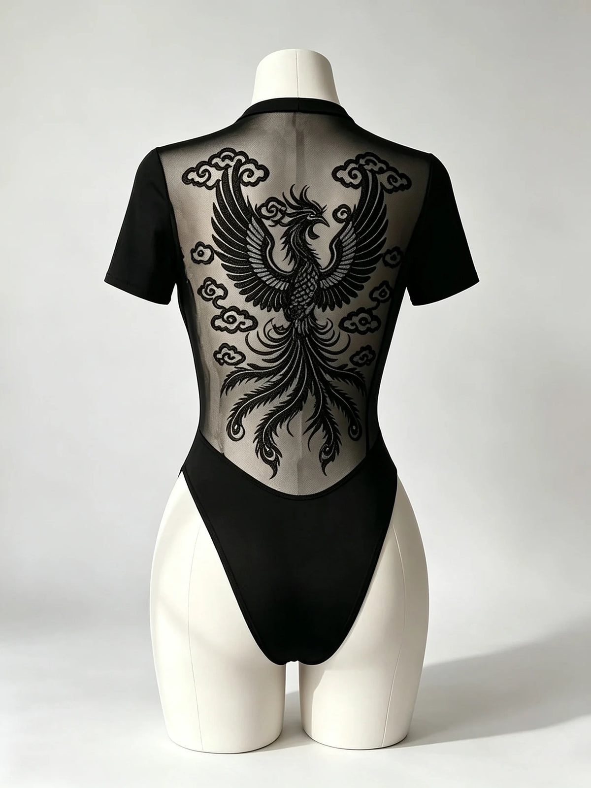 Short sleeve women's body with transparent mesh back, stylish and comfortable, by Corporación Turística.
