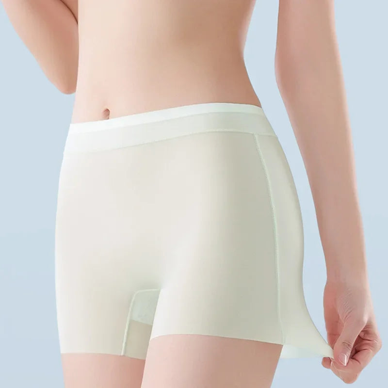 Set of four ultrafine silk cooling panties for women, featuring smooth, lightweight fabric for comfort and breathability.