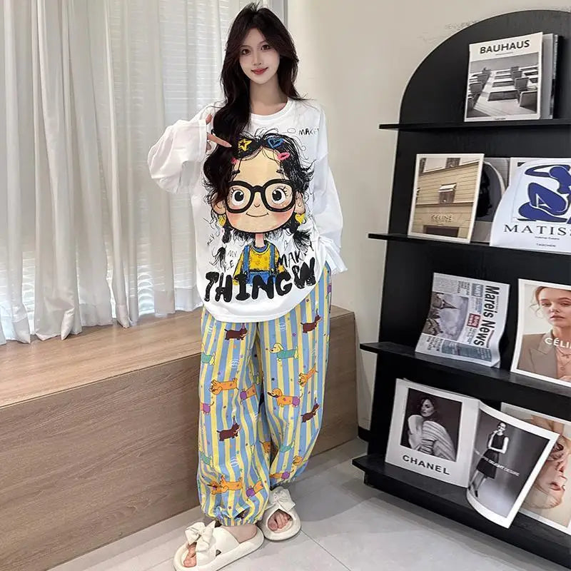 Conjunto Pijama Dibujos Animados Y2K - Algodón y Poliéster Cómodo