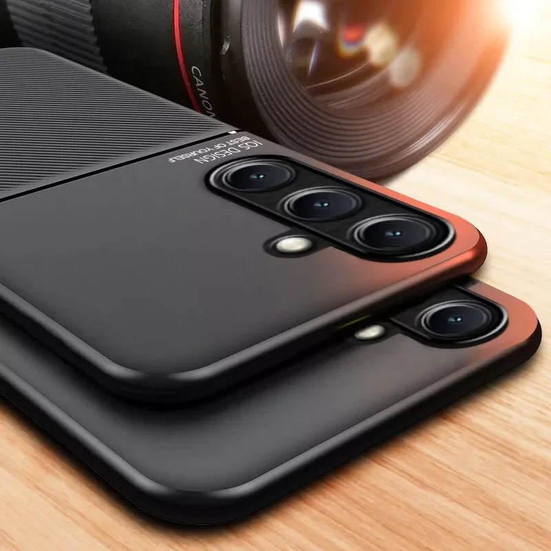 Lightweight magnetic leather phone case for Samsung Galaxy S series, designed by Corporación Turística, shown on the device.