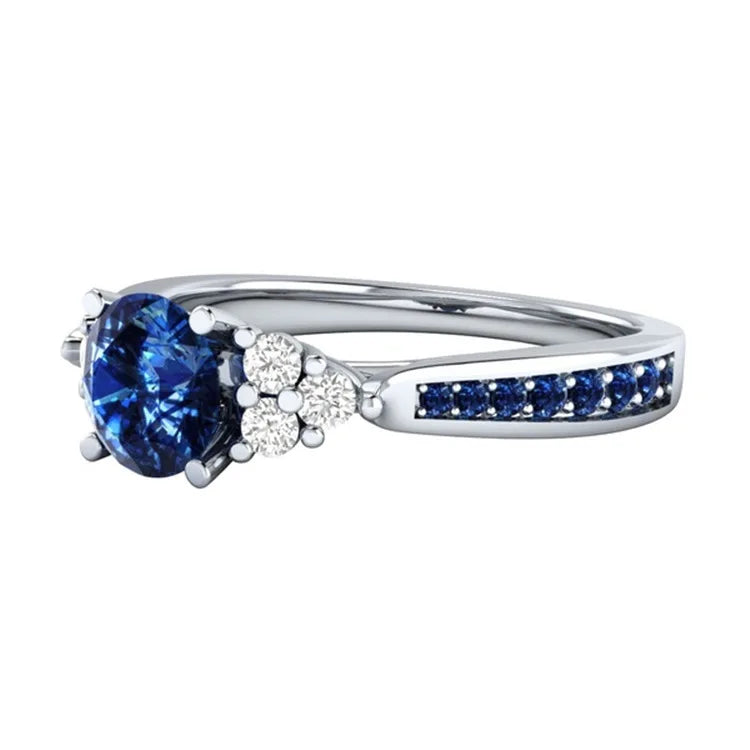 Anillo de plata de ley S925 con zafiro Natural auténtico ...