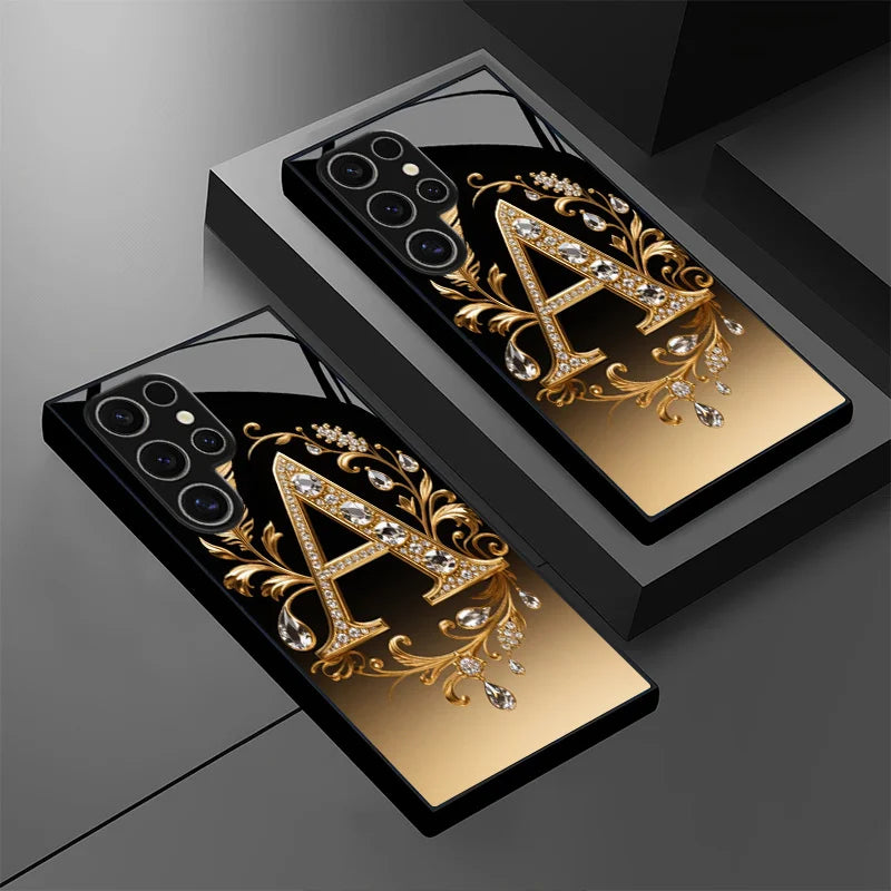Tempered glass phone case with feather design from Corporación Turística, showing a clear case with elegant feather pattern.