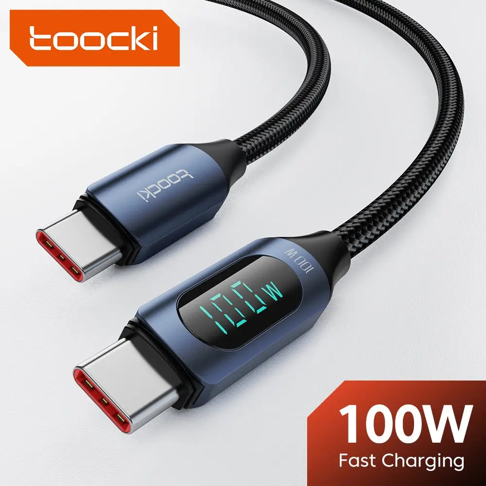 Cable USB-C Toocki 100W PD Carga Rápida Pantalla Digital