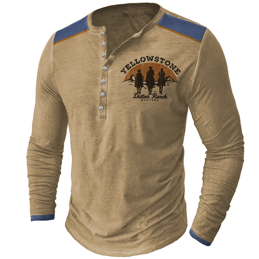 Camiseta Vintage Yellowstone R66 Hombre Manga Larga Casual XL - Corporación Turística