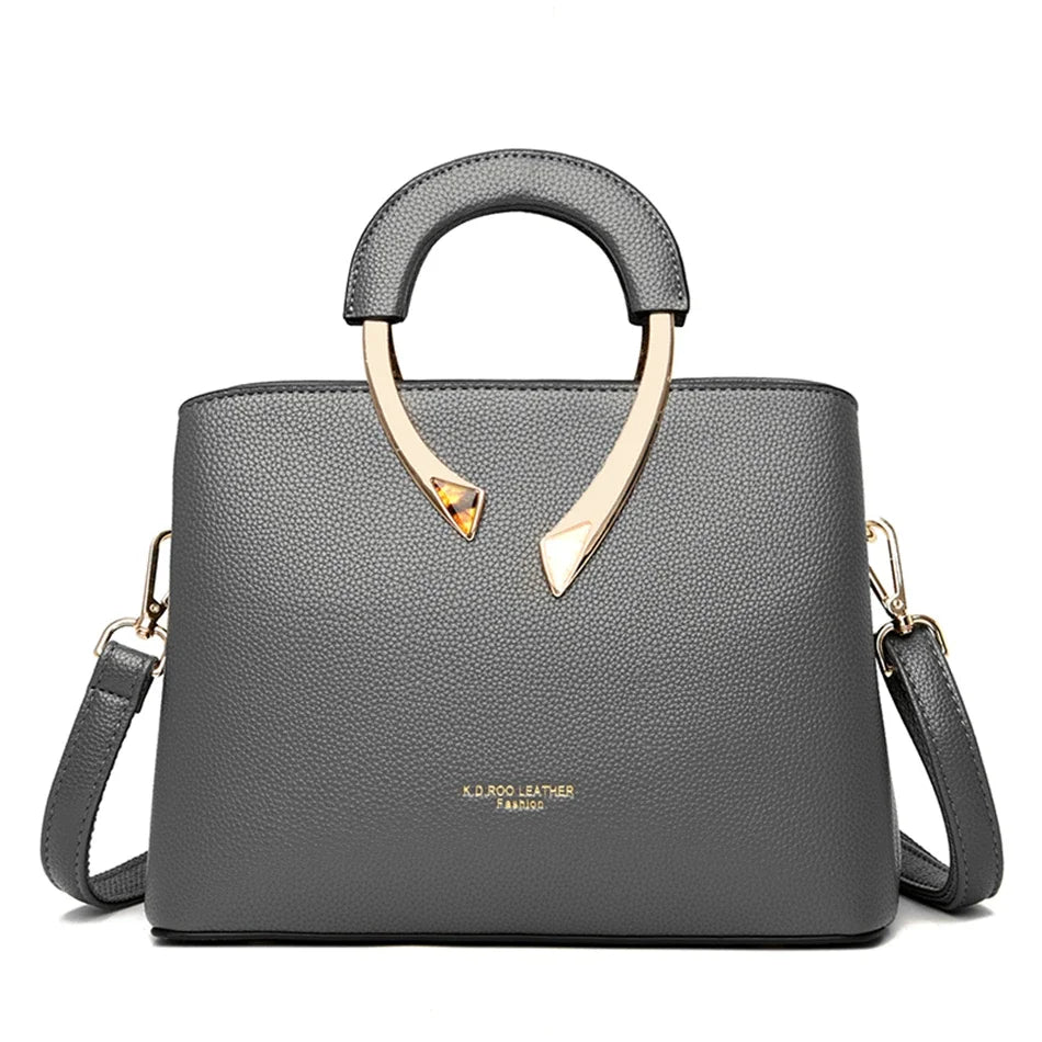 VANDERWAH Genuine synthetic leather casual purse with adjustable strap, black color, stylish and lightweight for everyday use.