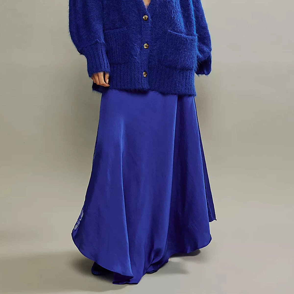 Faldas largas lisas para mujer, faldas elegantes de cintu...