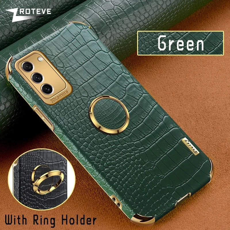 ZROTEVE S25 Ultra crocodile pattern phone case in black, designed for durability and style, featuring textured crocodile skin finish.