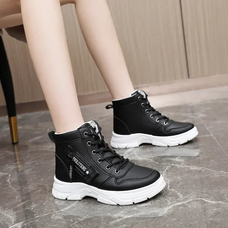 Botas de aumento de altura para mujer, Zapatos con cordon...