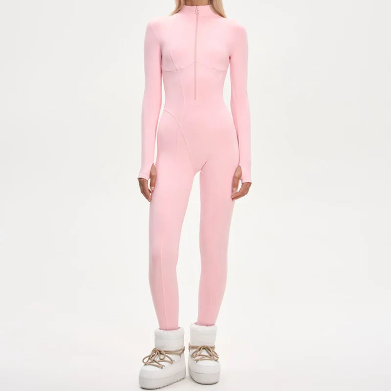 Traje de esquí elegante de piel gruesa para mujer, traje ...