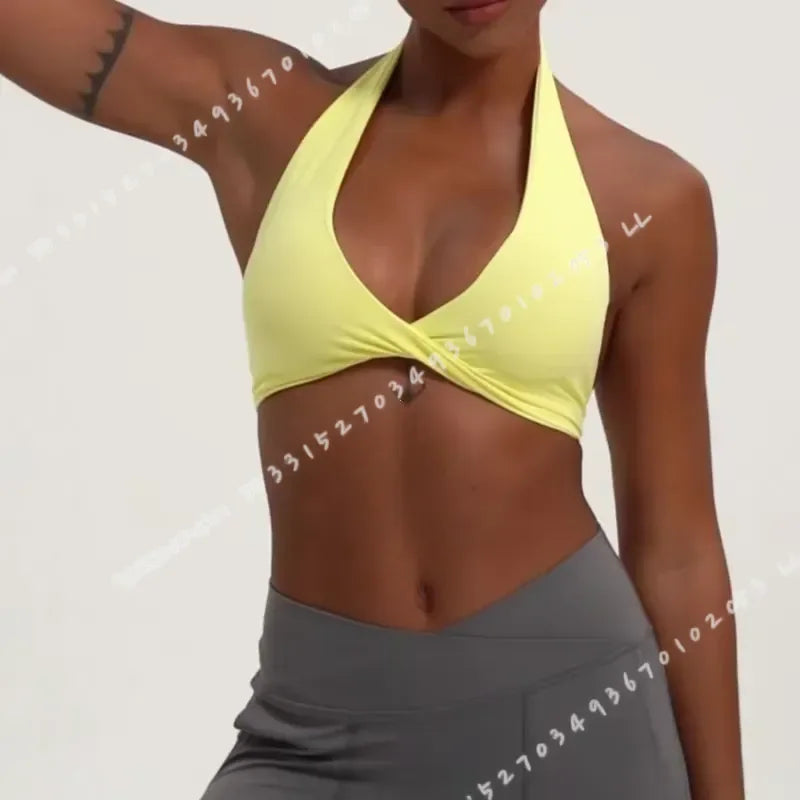 Sujetador deportivo de yoga para mujer con cuello halter ...