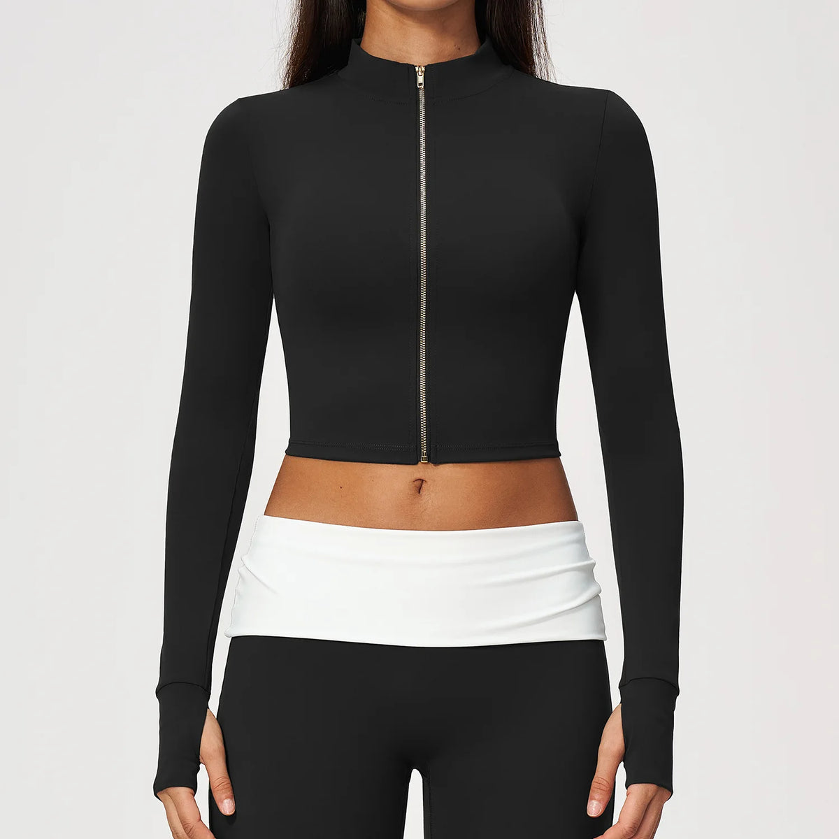 Camiseta Deportiva de Manga Larga para Mujer, con Cierre ...