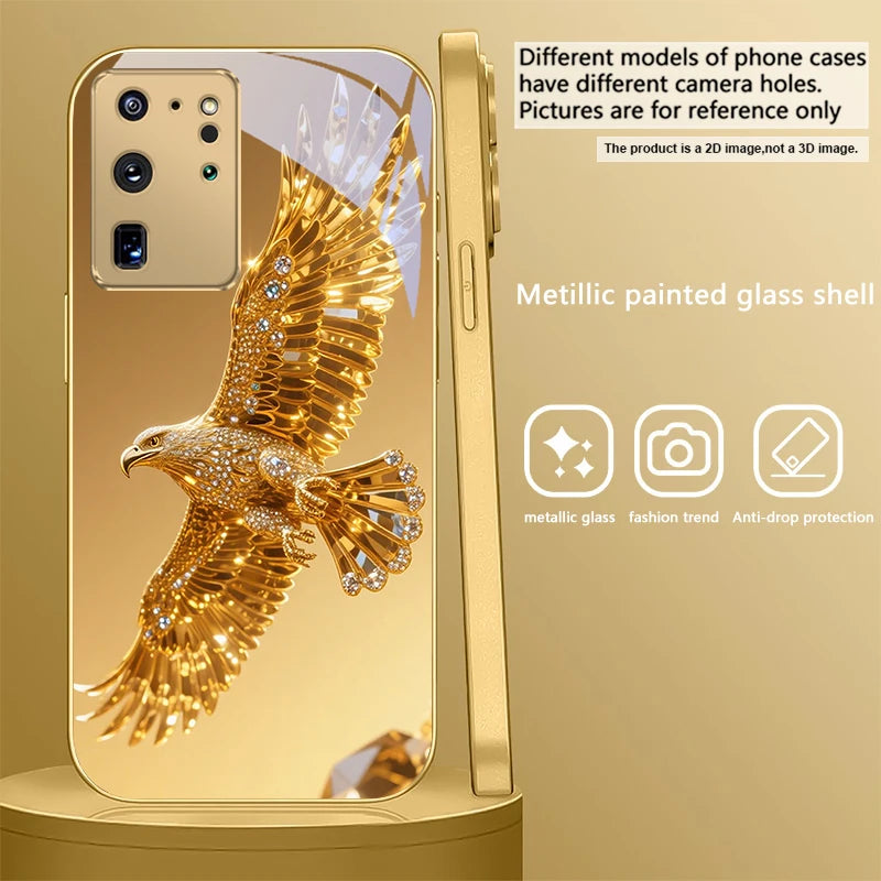 Golden dolphin phone case for Samsung Galaxy S20 FE, S21 Plus, S22, and S23 by Corporación Turística, featuring a detailed dolphin design.