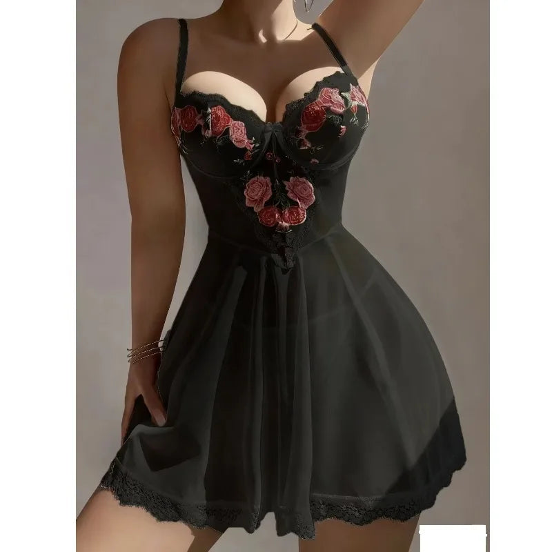 Sexy women's lingerie set featuring a halter top and matching vest, designed for stylish and alluring nightwear.