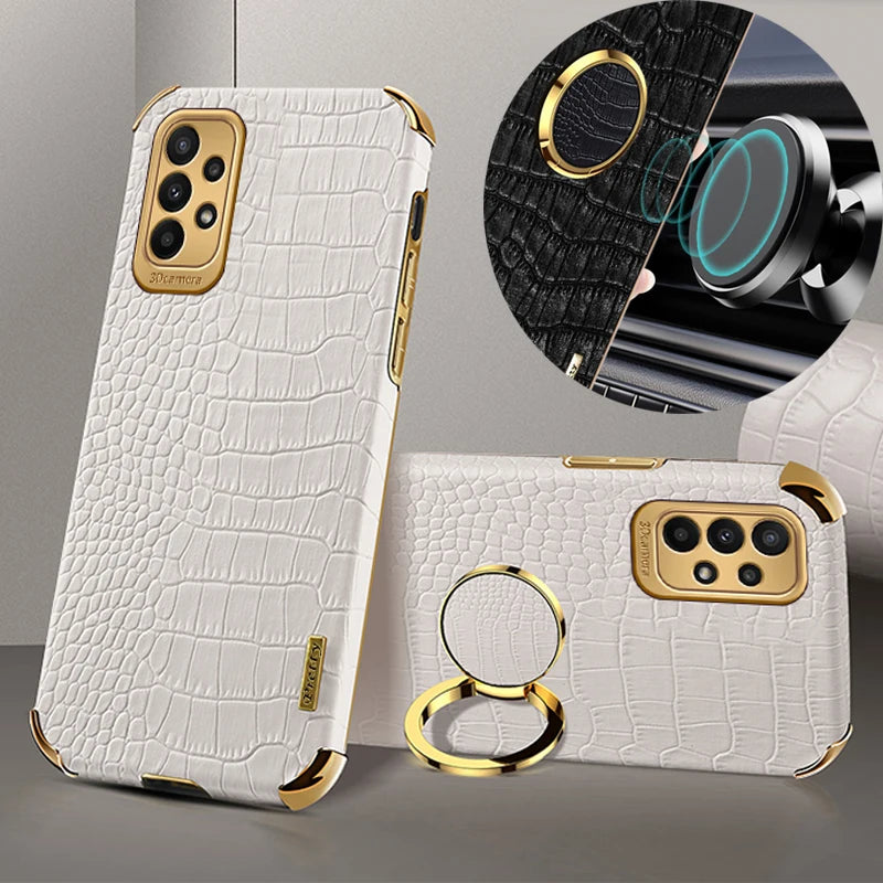 Leather crocodile pattern phone case for Samsung Galaxy, featuring a stylish and protective design from Corporación Turística.
