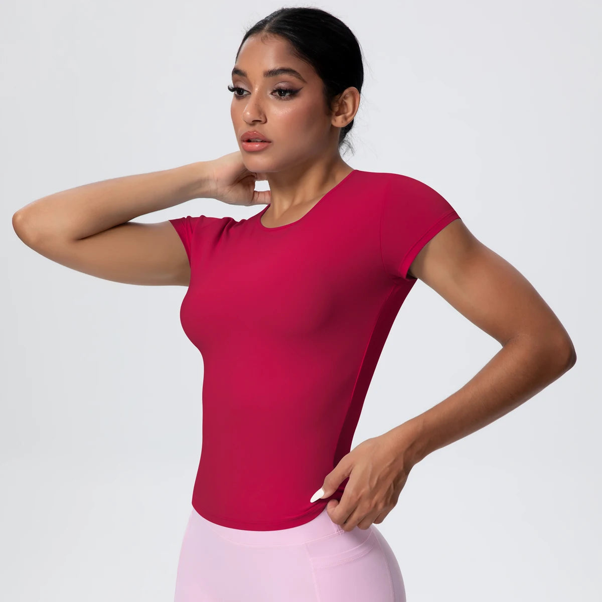 Camiseta de entrenamiento de Color sólido para mujer, cam...