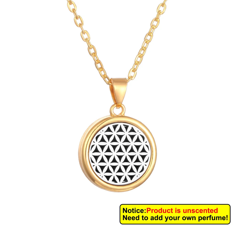 Nueva flor árbol de la vida aromaterapia difusor collar A...