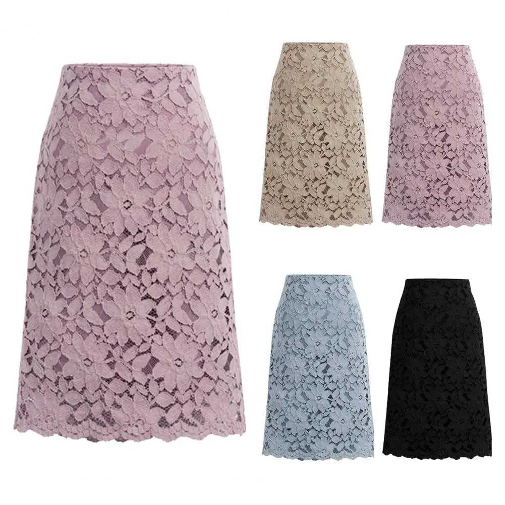 Elegant lace puffed skirt for women featuring intricate embroidery, perfect for stylish occasions and sophisticated looks.