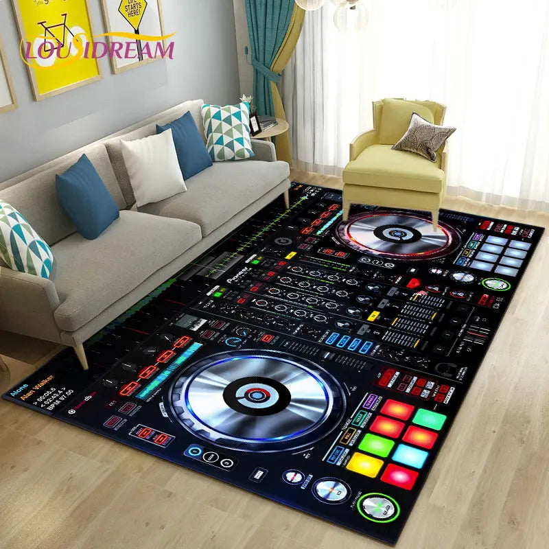 Alfombra de área con teclado de pantalla de música 3D DJ,...