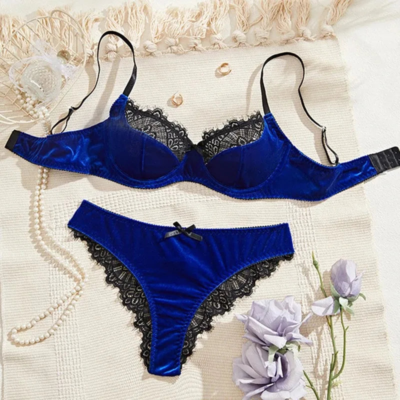 Sexy women's lingerie set with matching bra and panties, featuring delicate lace and feminine design from Corporación Turística.