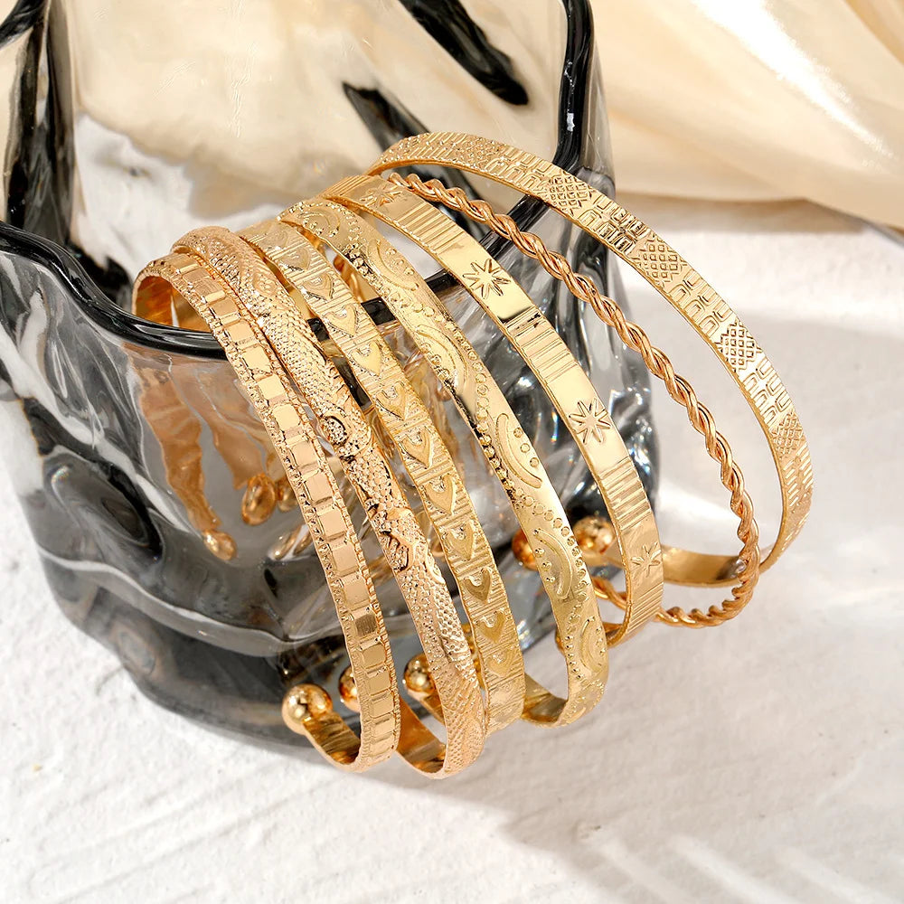 7 unids/set de pulseras Punk de Color dorado para mujer, ...