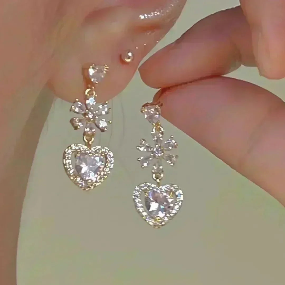 Nuevos pendientes cuadrados de circonita de cristal marró...