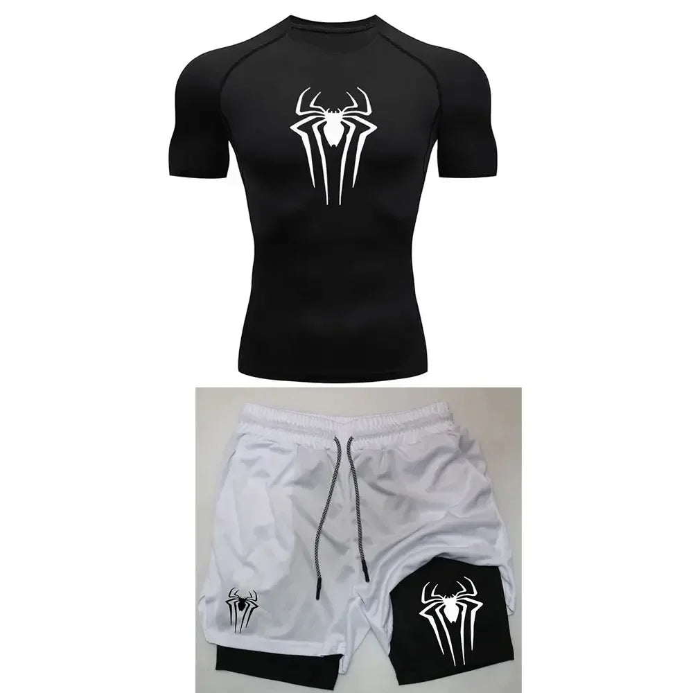 Conjunto Compresión Hombre Y2K Araña - Ropa Deportiva Secado Rápido - Corporación Turística