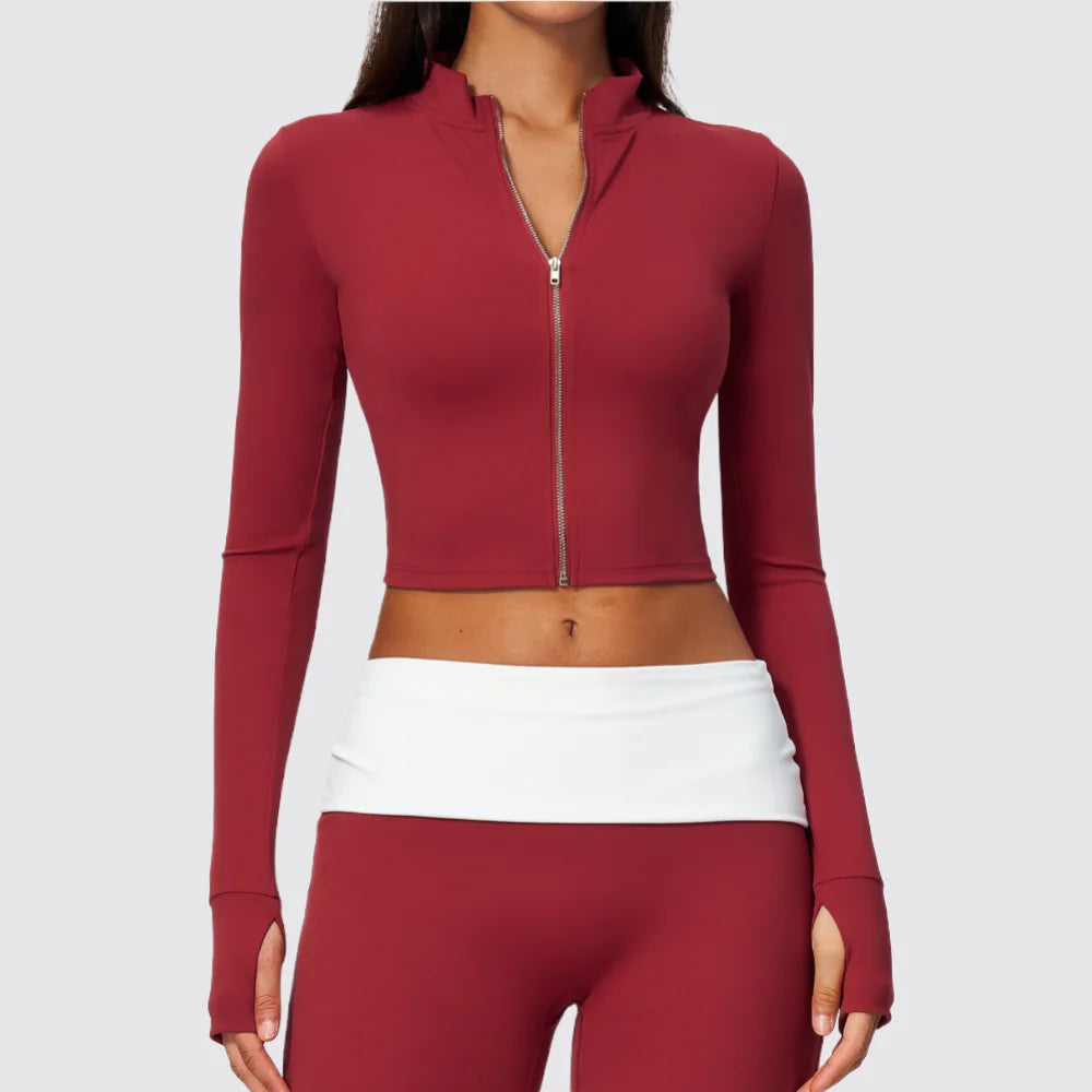 Camiseta Deportiva de Manga Larga para Mujer, con Cierre ...