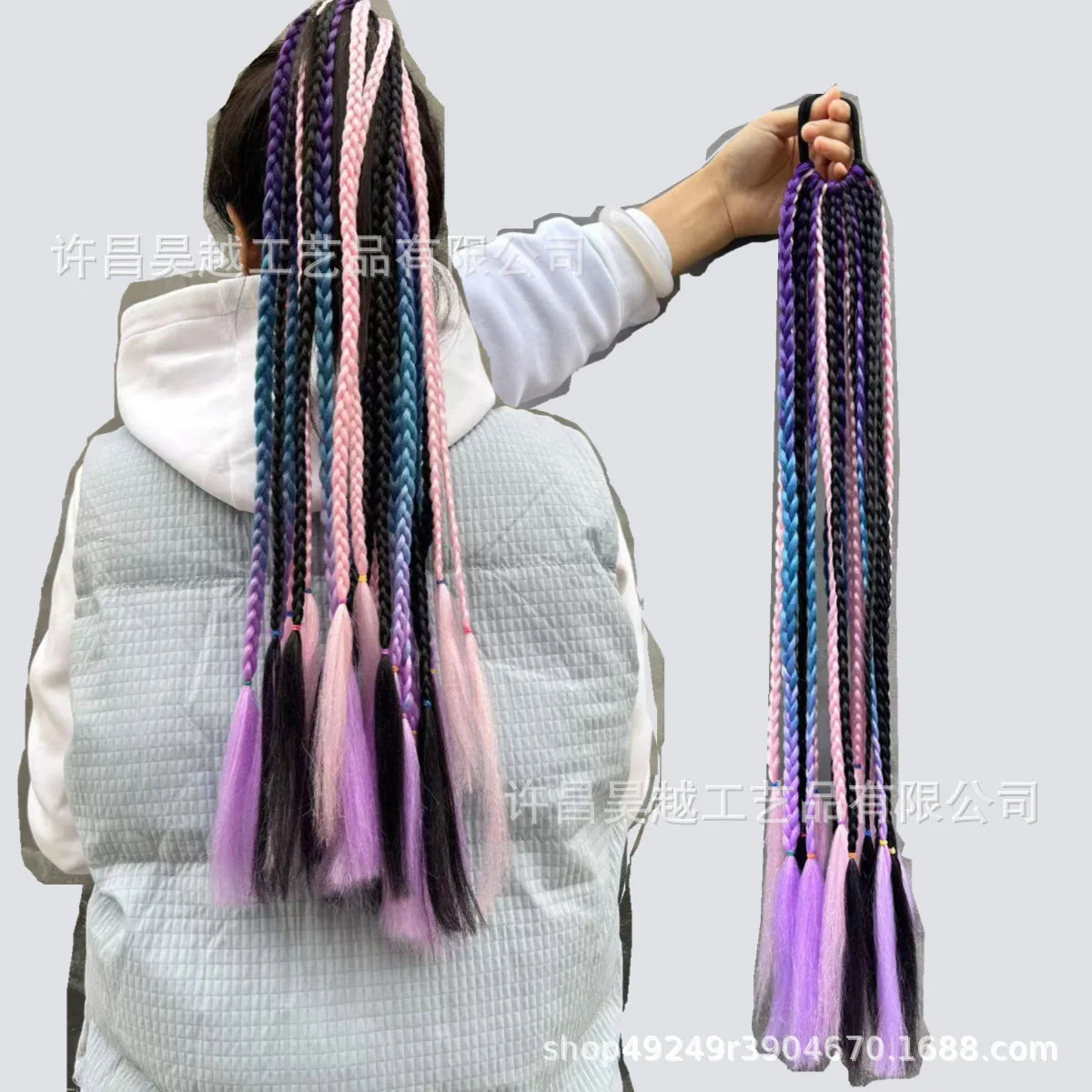 Trenzas de pelo falso de tres hebras con gradiente colori...
