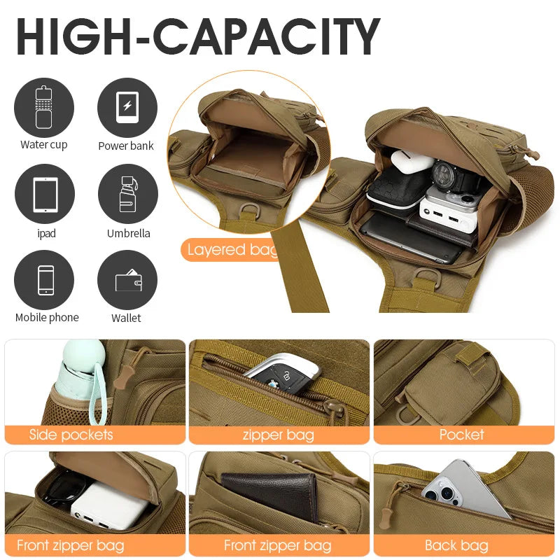 Bolsa táctica para acampar en el pecho, señuelo de pesca,...
