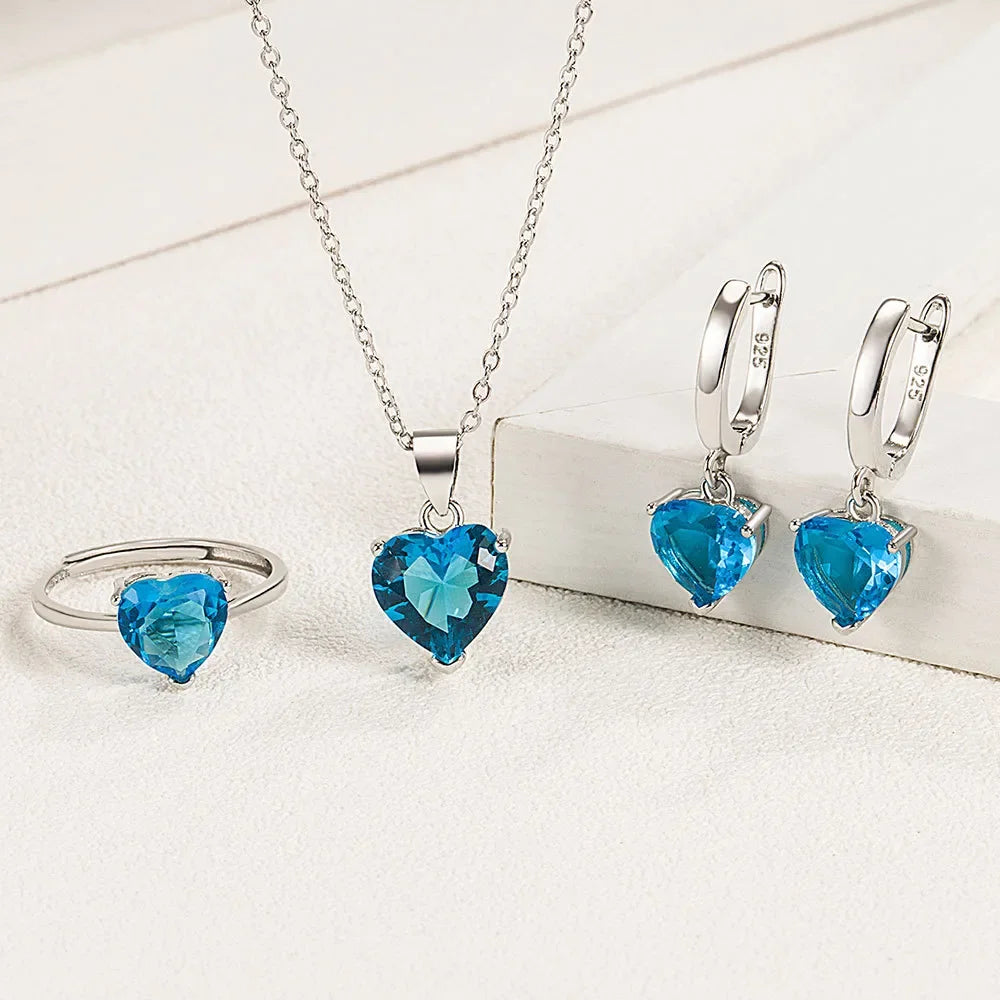 SAIYE-Conjunto de joyería de plata de ley 925 para mujer,...