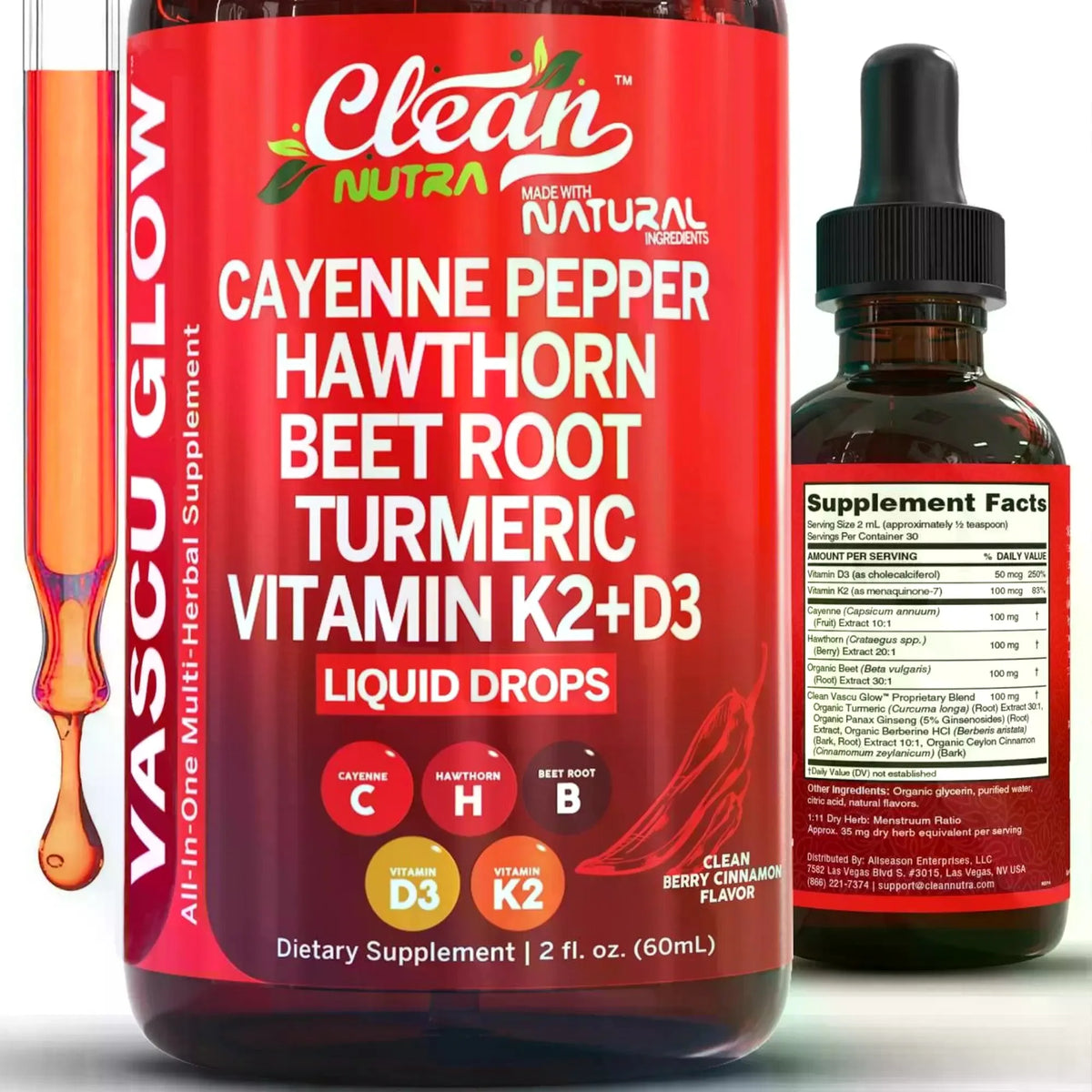Gotas de Suplemento Clean Nutra Cayenne Pepper + Espino B...