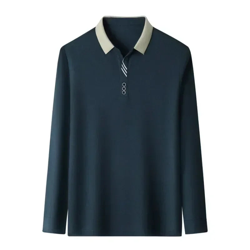 Camiseta Gofre Hombre Cuello Alto Manga Larga Casual Negocios - Corporación Turística