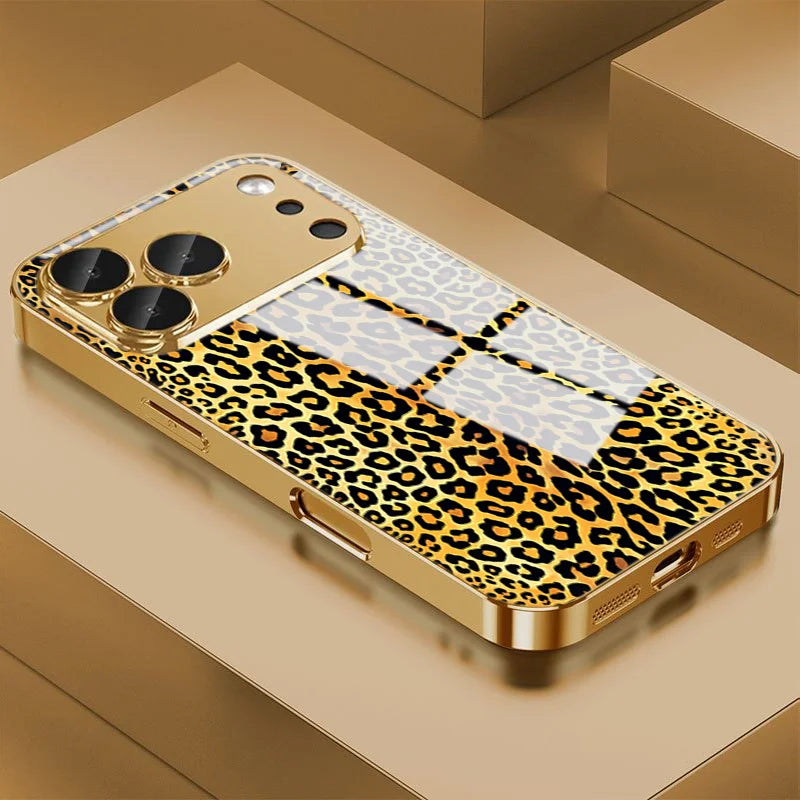 Tempered glass phone case with decorative print for Samsung Galaxy S smartphone, featuring colorful design and clear protective cover.