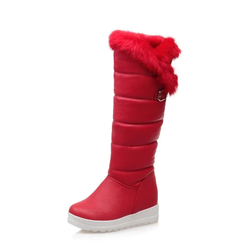 Botas de nieve hasta la rodilla de felpa de piel cálida p...