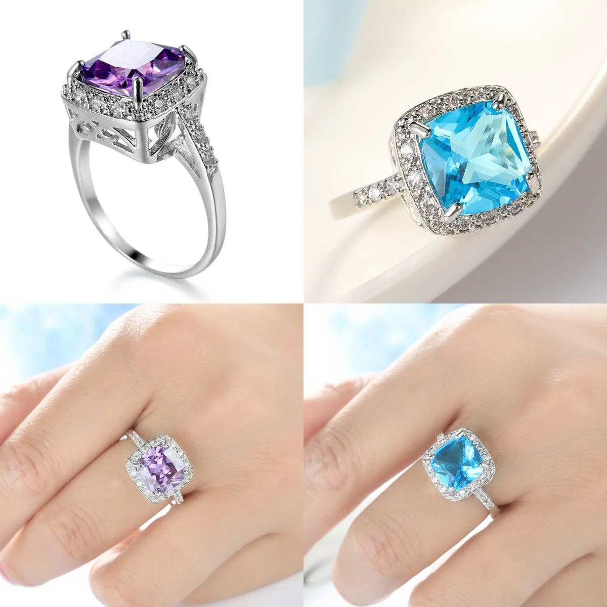 Anillos femeninos de moda de Plata de Ley 925, anillos de...