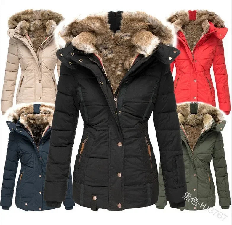 Chaqueta Acolchada de Algodón para Mujer 2026, Parkas Gru...
