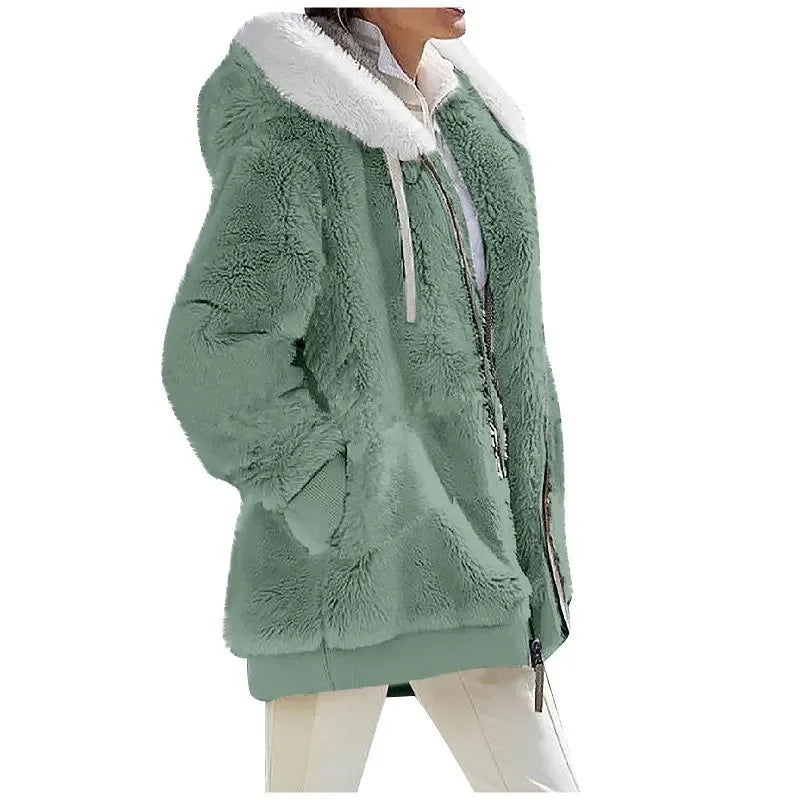 Abrigo informal con capucha y cremallera para mujer, chaq...