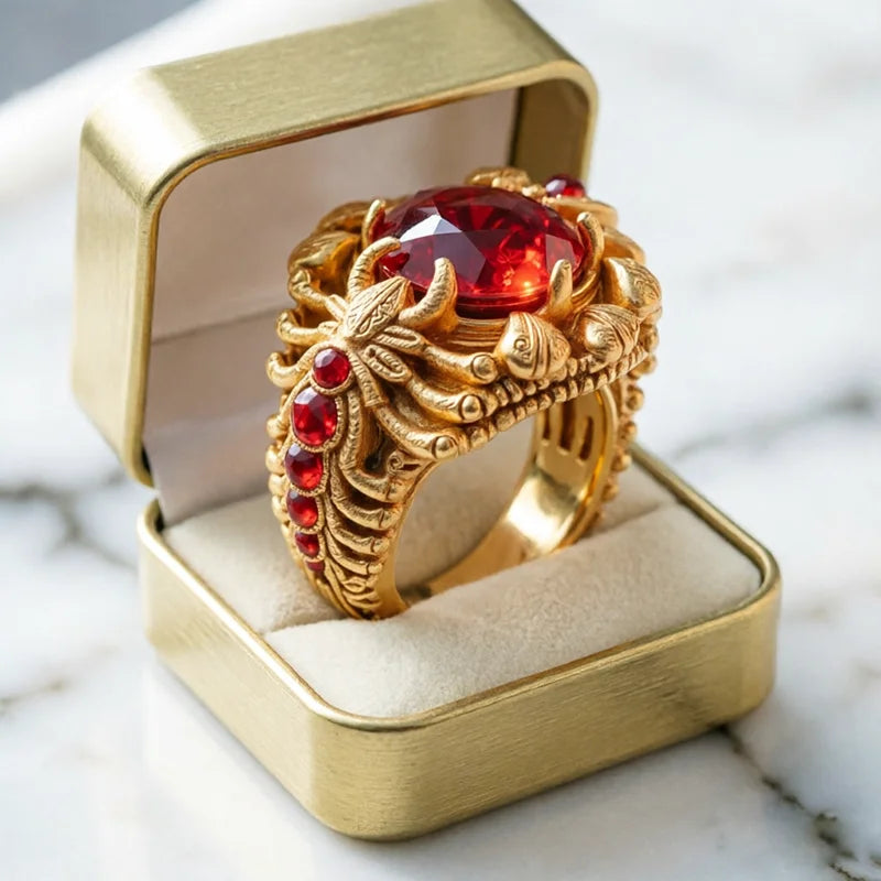 Anillo de lujo vintage para hombre, grande, cuadrado, con...