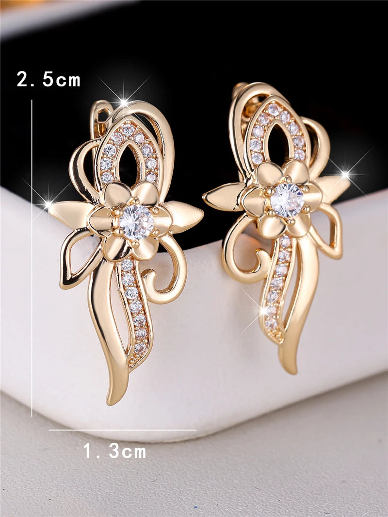 Pendientes de aro con forma de flor de piedra de circón b...