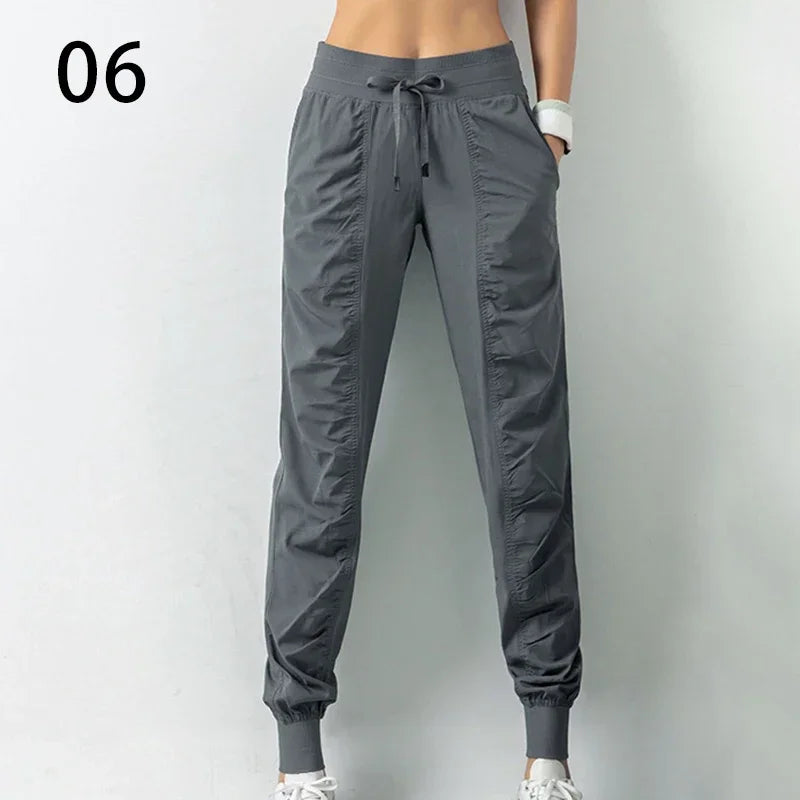 Pantalones de chándal de tela con cordón para correr, pan...