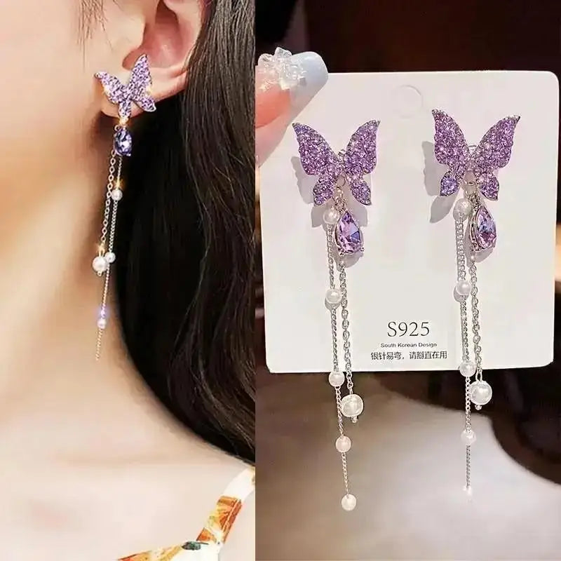 Pendientes de borla de perlas de moda coreana con aguja d...