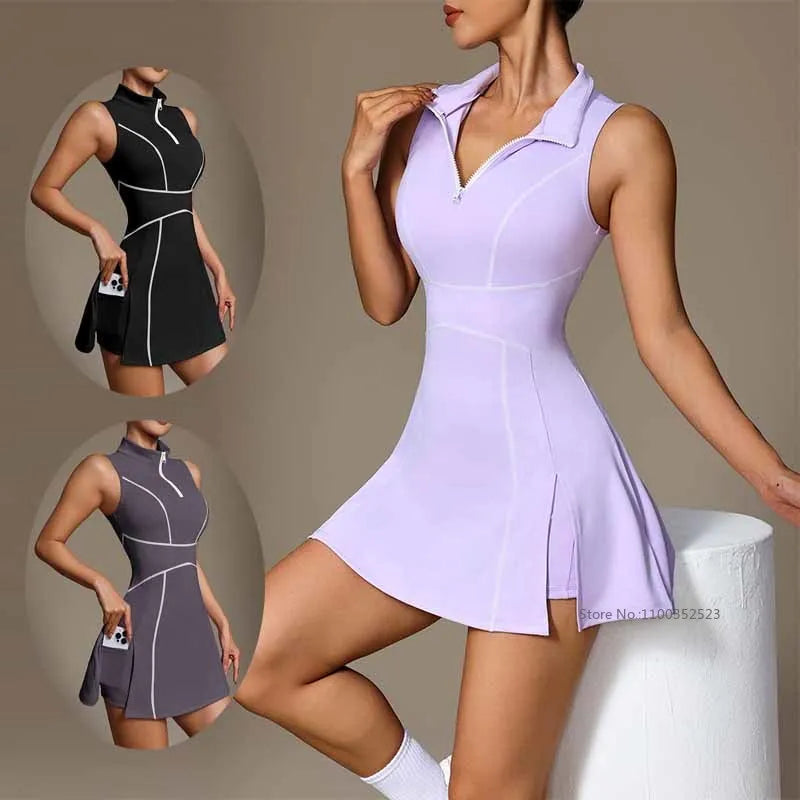 Vestido Deportivo de Tenis sin Mangas para Mujer, con Cue...