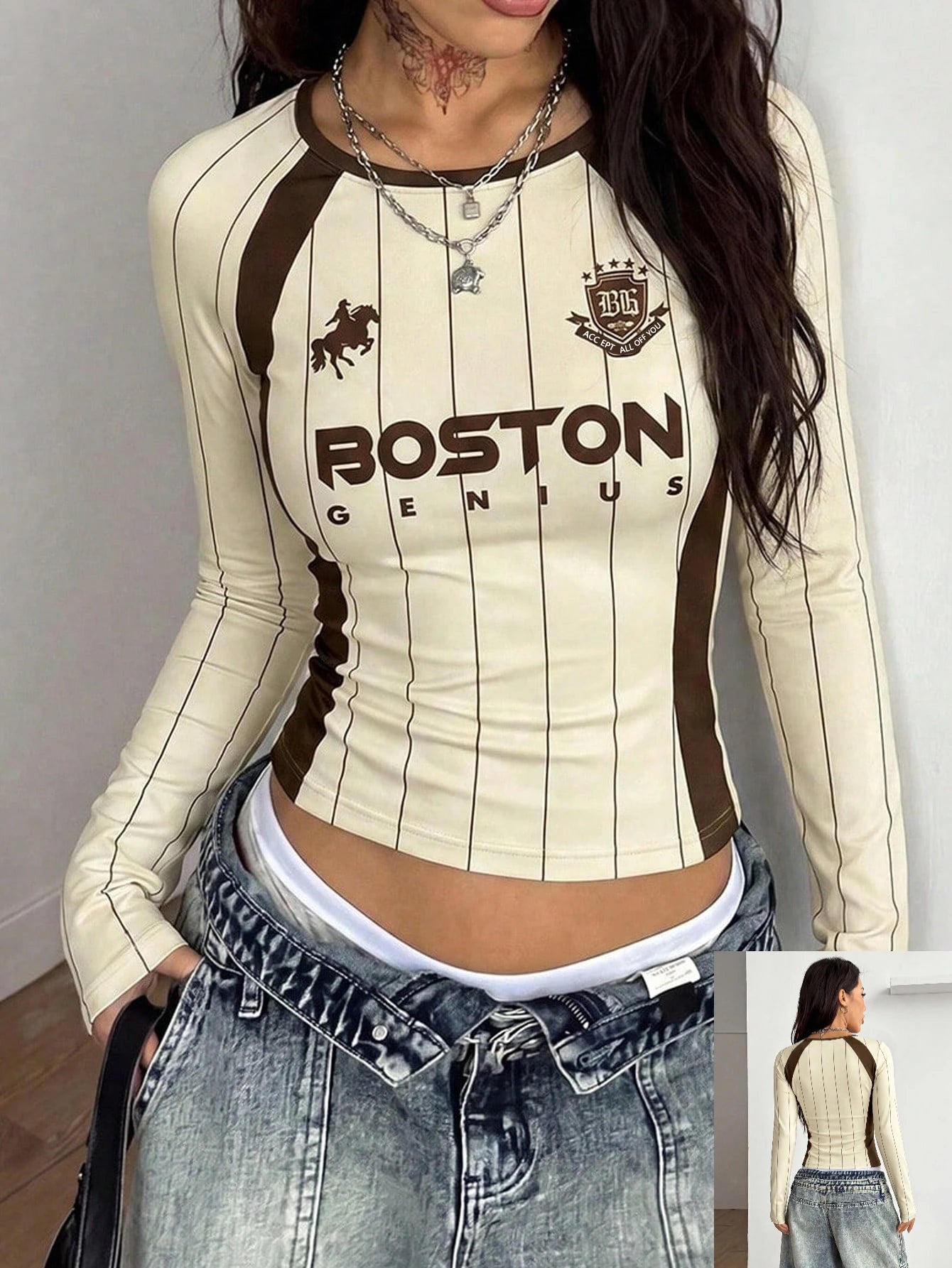Camiseta Deportiva Casual de Manga Larga con Estampado Gr...